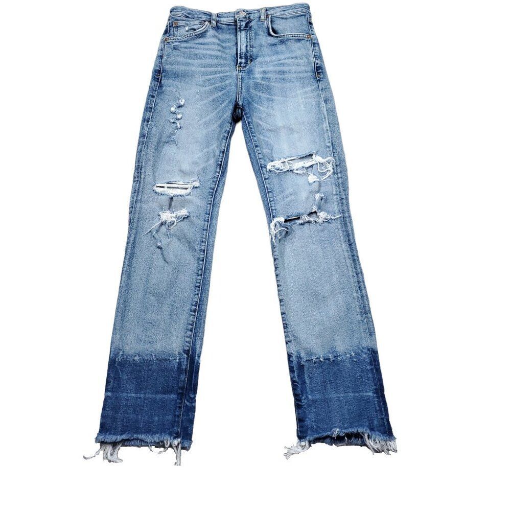 Agolde Ruby Super High Rise Premium Slim Straight Jeans Outsider Size 26 Blue